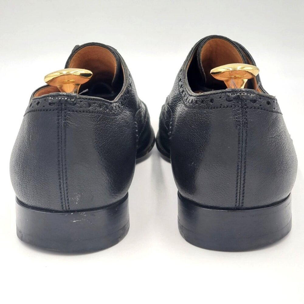 Vintage Bally Switzerland Dress Shoes Men size 9.5 Black Leather Wingtip Oxfords - Picture 5 of 14
